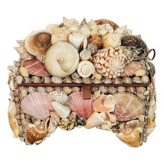 1970s Coastal Decor Sea Shell Encrusted Treasure Box Maitland Smith Style For Sale