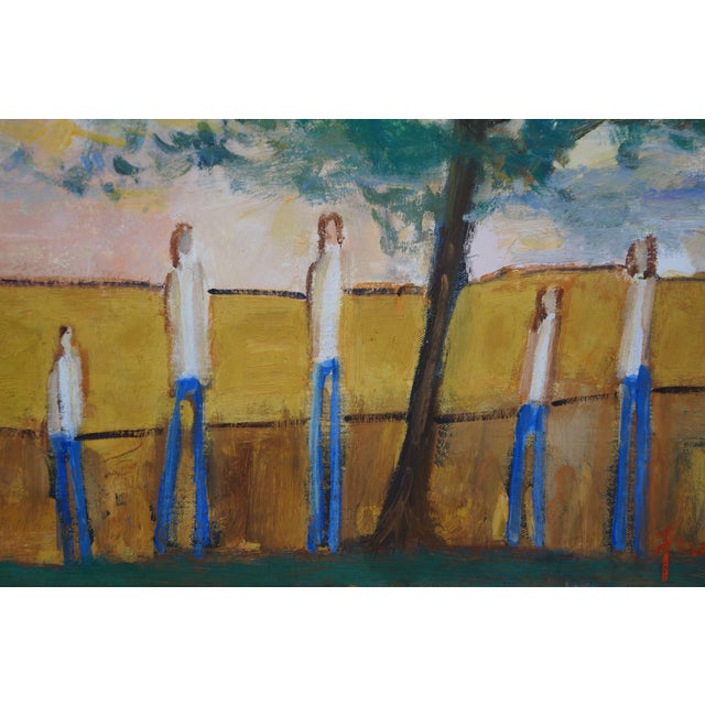 Late 20th Century Foley Expressionist Family Under Tree Country Sunset Landscape Oil Painting 23" For Sale - Image 14 of 18