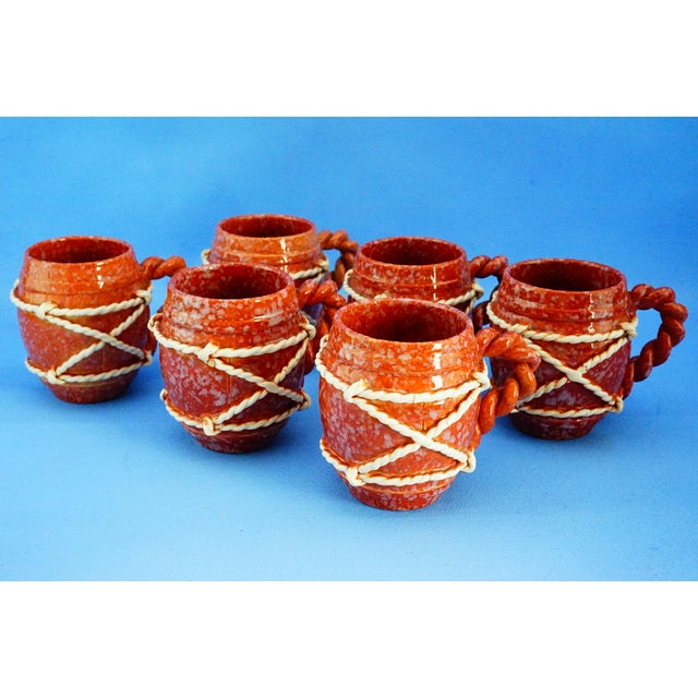 Vintage Ceramic Service with Jug and Glasses by La Colonnata Sesto Fiorentino, 1920s, Set of 7 For Sale - Image 14 of 18