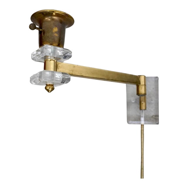 1960’s Hollywood Regency Lucite & Brass Sconce For Sale