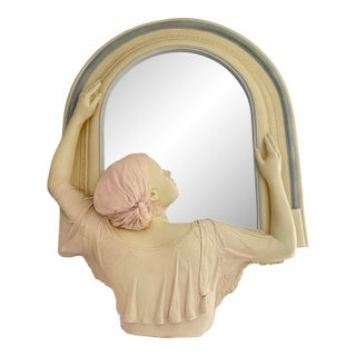 Monumental Neoclassical Figural Wall Mirror Sculpture, Late 20th C. For Sale