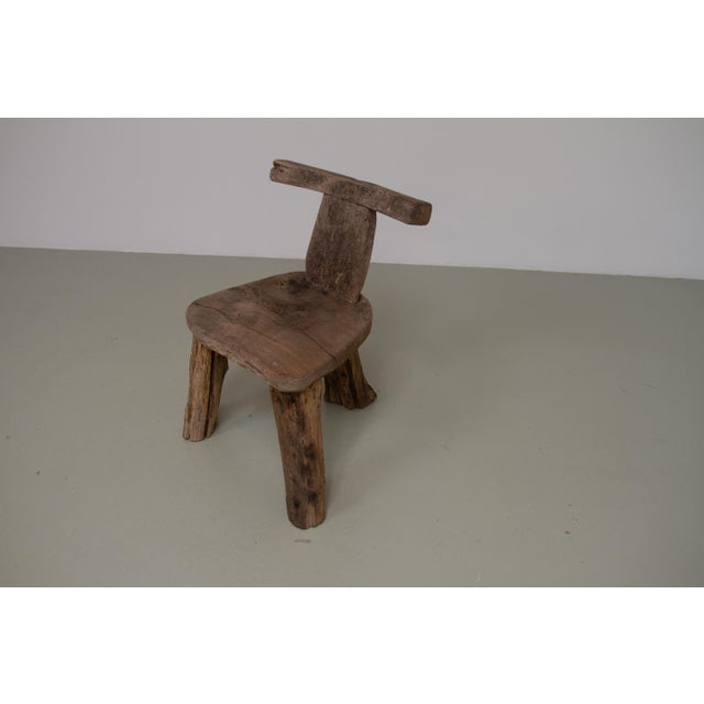 Rustic Primitive Elm T Tripod Side Chair, Denmark, 1970s For Sale - Image 3 of 18