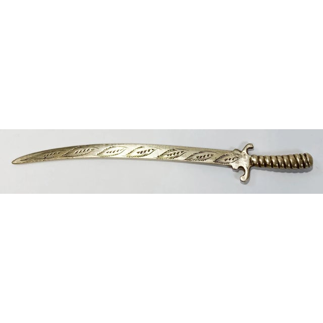 Vintage Etched Brass Samurai Sword Letter Opener For Sale In Kansas City - Image 6 of 6