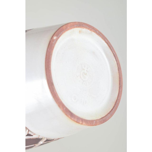 Tall Vase in Glazed Faience with Caro Pattern from Gabriel, Sweden, 1960s For Sale - Image 4 of 5