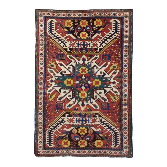 Fine Antique Kazak Wool Rug 4'9" X 7’2" For Sale