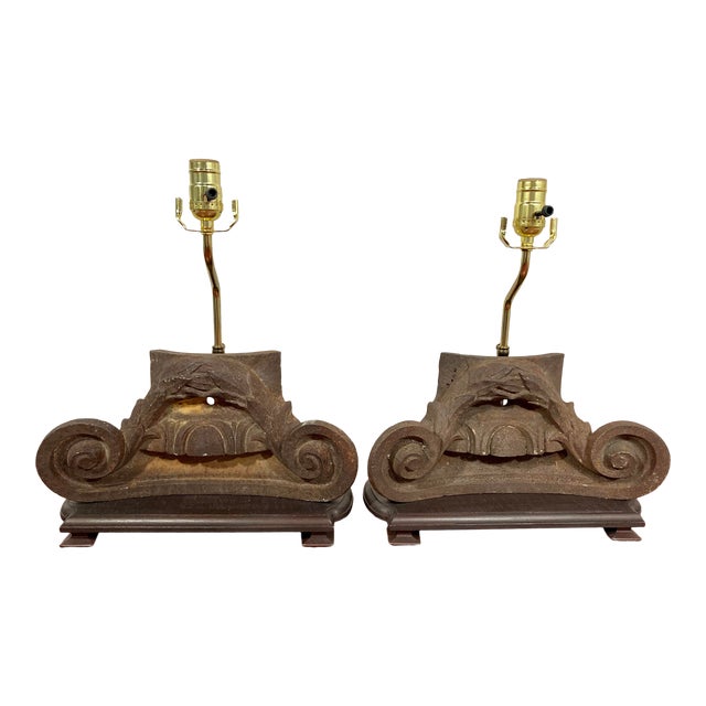 Cast Iron Architectural Salvage Lamps a Pair For Sale
