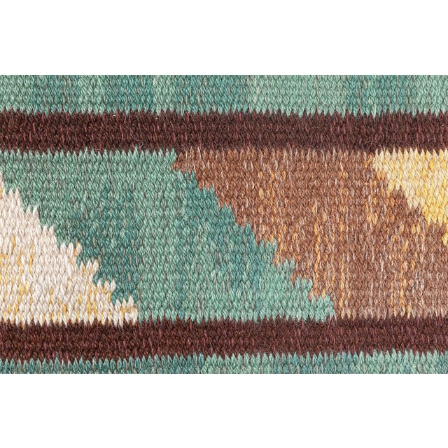 Doris Leslie Blau Midcentury Swedish Green Handmade Wool Rug For Sale - Image 4 of 9