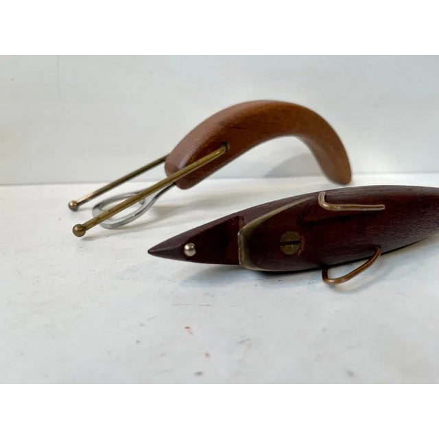 Wood Danish Shark and Lobster Bottle Openers in Teak, 1960s, Set of 2 For Sale - Image 7 of 8