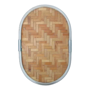 Vintage Greg Copeland Lucite Chrome and Rattan Serving Tray -Wall Art