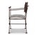 This is a pair of Italian hand hammered and forged steel campaign style arm chairs with new Greek key embroidered...