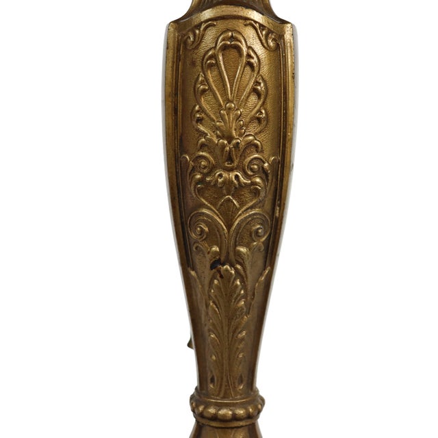 Handel Floral Reverse Painted Chipped Ice Shade & Gilt Metal Base C1910 For Sale - Image 9 of 13