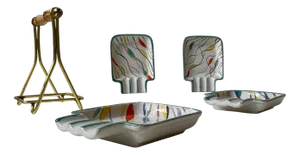 Midcentury Modern Hand-Painted Ashtray Set from Uebelacker Keramik, 1960s, Set of 5