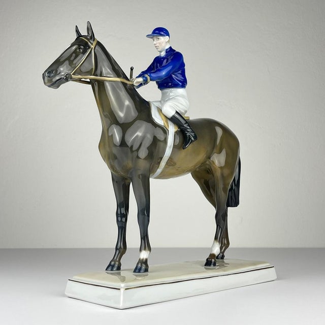 Original Sculpture of Horse and Jockey by Max Hermann Fritz for Fraureuth Kunstabteilung, Germany, 1920s For Sale - Image 16 of 16