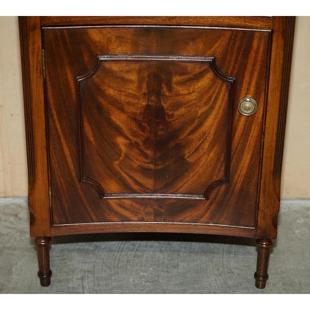 Vintage Bow Fronted Flamed Hardwood Tables, Set of 2 For Sale - Image 5 of 18