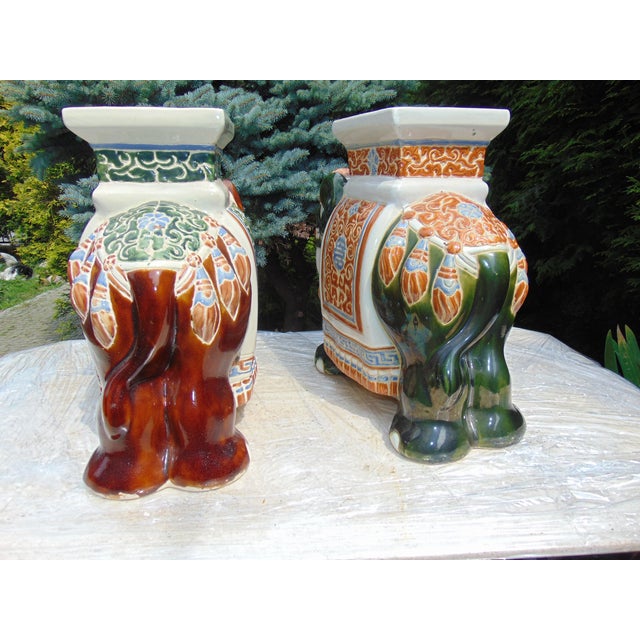 Ceramic Vintage Ceramic Elephant Flower Beds, Set of 2 For Sale - Image 7 of 11