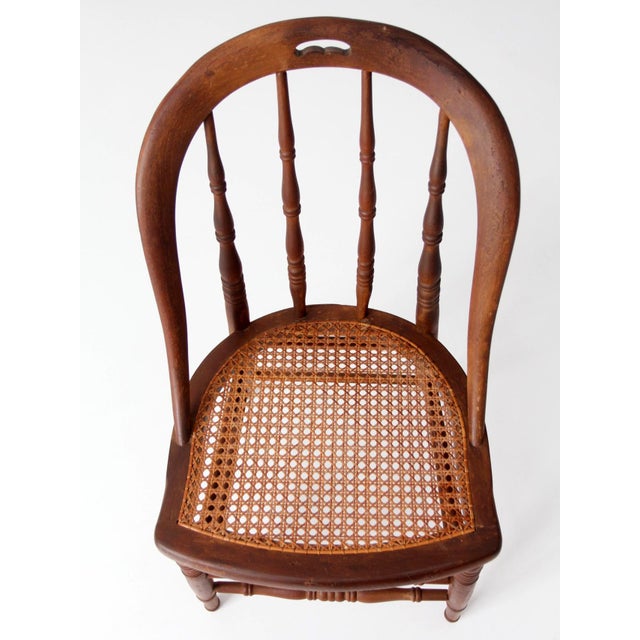Antique Windsor Bow Back Chair With Cane Seat For Sale - Image 4 of 17