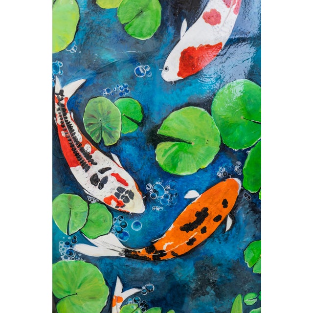 Custom Hand Painted Koi Surfboard For Sale - Image 4 of 7
