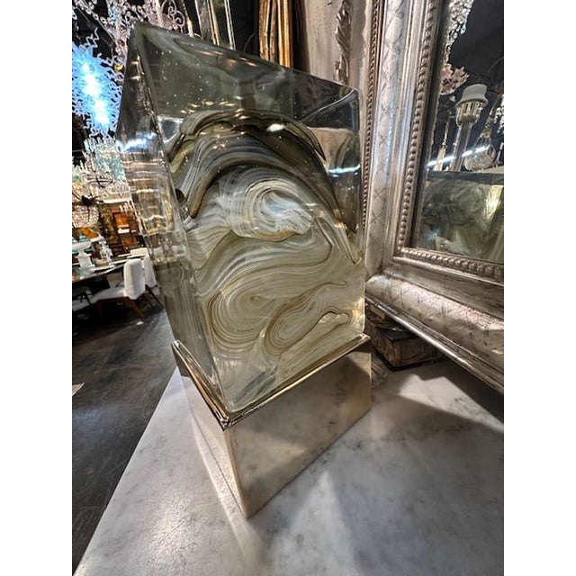 Pair of Murano Block Lamps For Sale In Dallas - Image 6 of 7