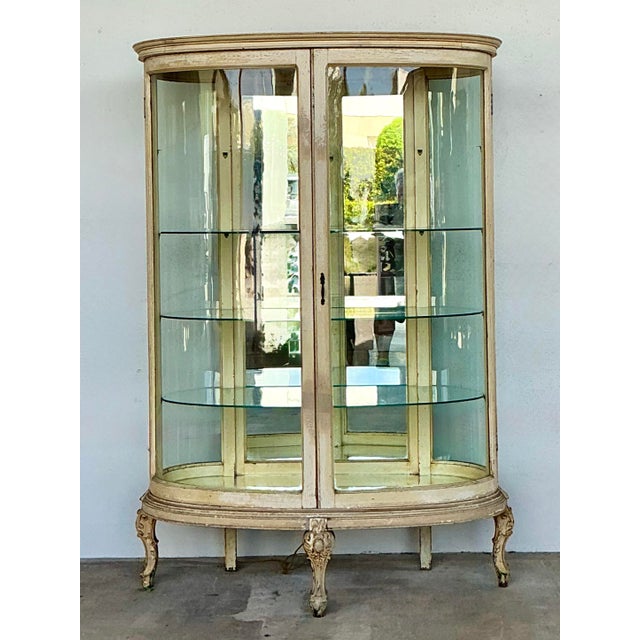 Vintage Curved Glass Display Cabinet For Sale - Image 9 of 12