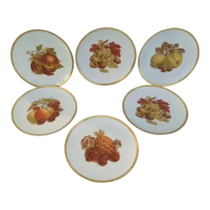 1960s E & R German "Harvest" Luncheon/Dessert Plates, S/6