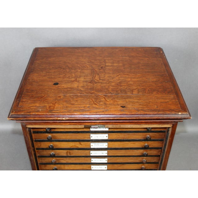 Late 19th Century Late 19th Century French Napoleon III Cigar Humidor 7 Drawer Chest With Porcelain Tags For Sale - Image 5 of 11