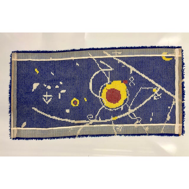 Textile 1970s Calder Style Blue Abstract Textile Wallhanging For Sale - Image 7 of 8