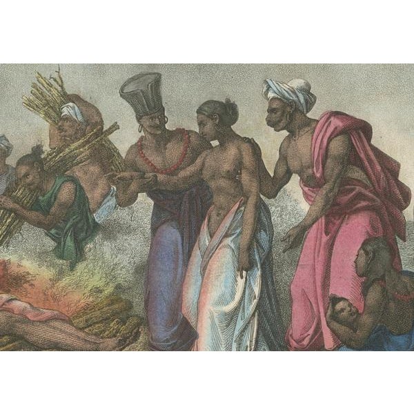 Paper Historical Widow's Sacrifice on a Funeral Fire in India, 1827, Paper For Sale - Image 7 of 8