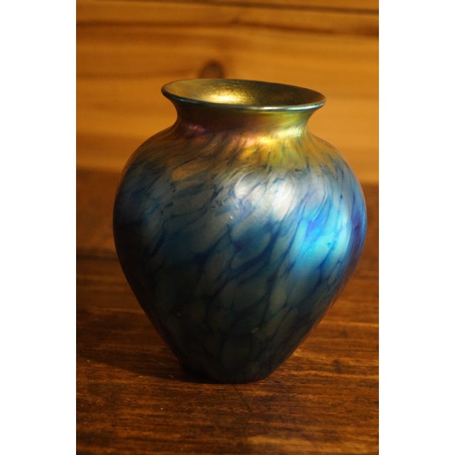 Late 1900s Lundberg Art Glass Iridescent Vase For Sale - Image 13 of 13