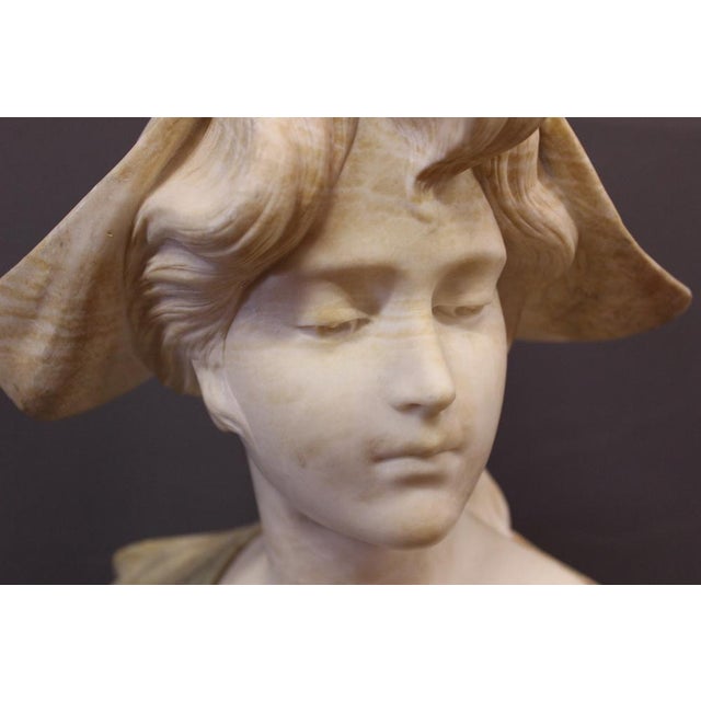 Bust of a Young Girl, 1900, Two-Tone Alabaster For Sale - Image 9 of 14
