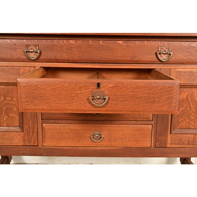 Brown Stickley Brothers Antique Mission Oak Arts & Crafts Sideboard or Bar Cabinet, Circa 1910 For Sale - Image 8 of 16