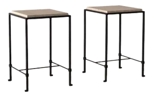 Diagramme' Travertine Drinks Tables by Design Frères - a Pair