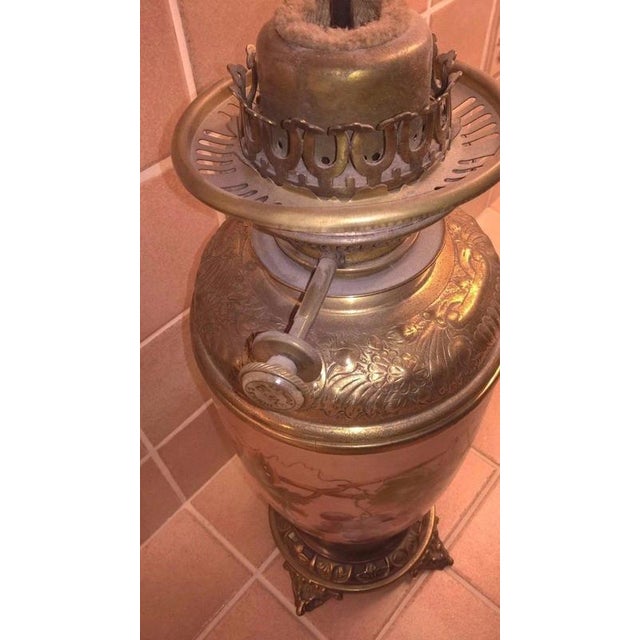Brown Victorian Porcelain Kerosene Lamp with Decorative Base, 1890s For Sale - Image 8 of 14