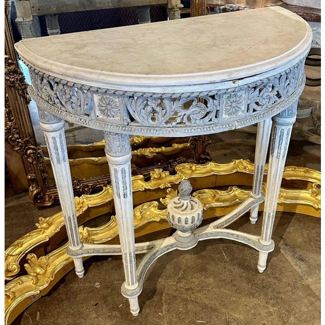 French Louis XVI Demi-Lune Console For Sale - Image 9 of 9