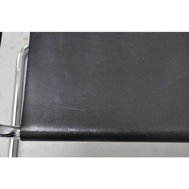Vintage Marcel Breuer Black Leather Corset Back B33 Chrome Side Chair Attr Knoll For Sale In Philadelphia - Image 6 of 15