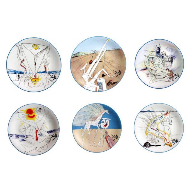 Title: Salvador Dalí Limoges Porcelain Plates, La Conquête du Cosmos, Set of 6, 1970s A complete set of six Limoges...