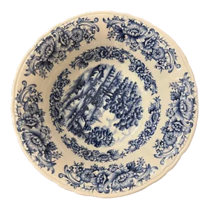 1980s Vintage Blue Ironstone Vegetable Bowl Home Country Myott Staffordshire England