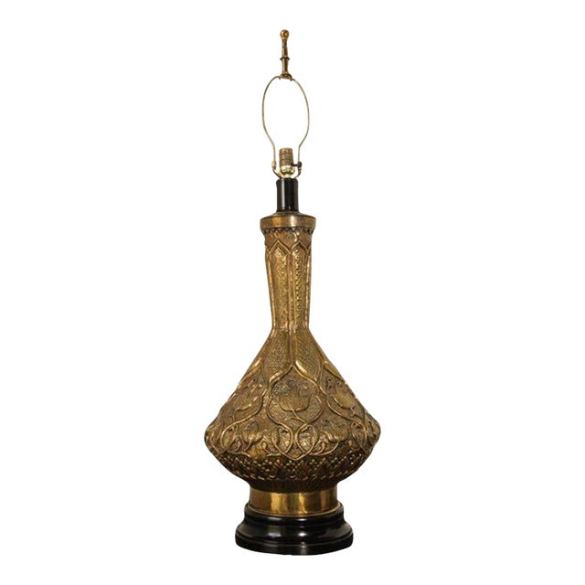 Moorish Mughal Indo Persian Islamic Brass Table Lamp For Sale