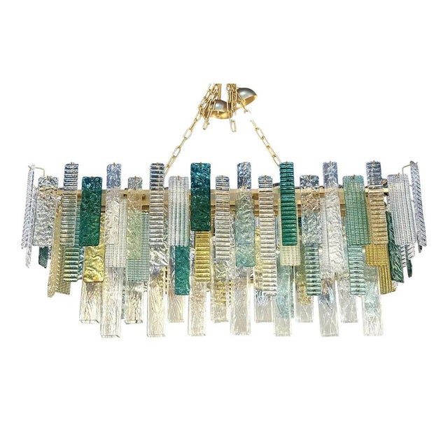Monumental Rectangular Strip Listelli Murano Glass Chandelier by Simoeng For Sale - Image 16 of 16
