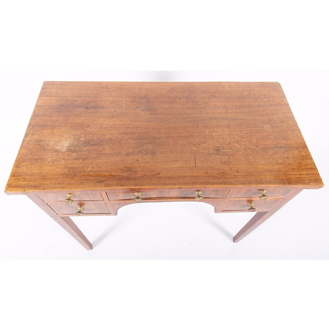 English Flame Mahogany Antique Georgian English Ladies Writing Desk - Circa Early 19th Century For Sale - Image 3 of 4