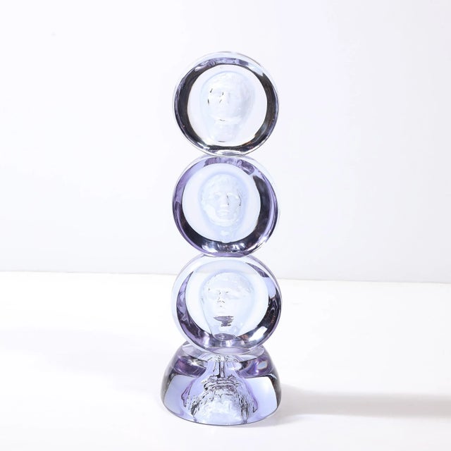 Purple Mid-Century Hand-Blown Murano Glass Portrait Sculpture Signed Pino Signoretto For Sale - Image 8 of 18