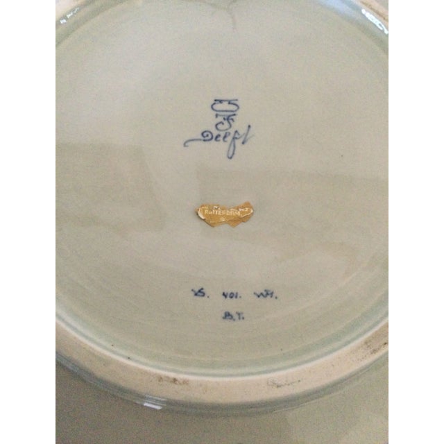 1940s Royal Delft Dutch Delftware Hand Painted Wall Plate For Sale - Image 10 of 10