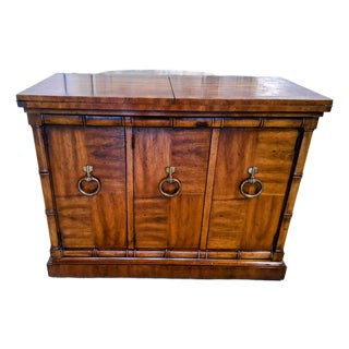 Vintage Heritage Campaign Buffet Credenza | Mid Century Modern Sideboard With Drop-Leaf / Expandable Top | Retro Dining Room Furniture For Sale