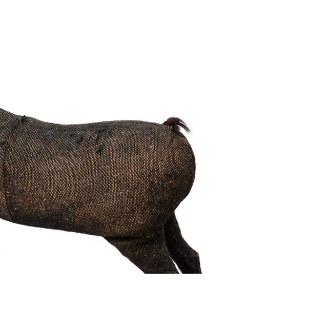 19th Century Antique Fabric Covered Wooden Rocking Horse For Sale - Image 5 of 8