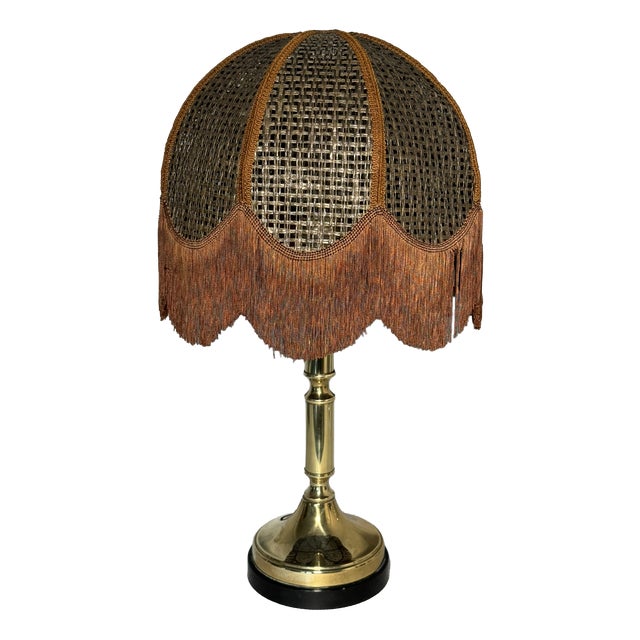 Leola Table Lamp with Woven Shade, 1970s For Sale