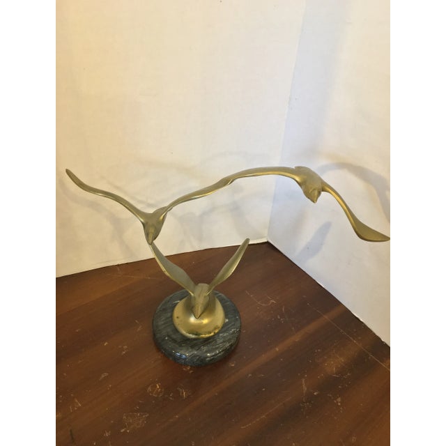 Vintage 1960s Brass Soaring Seagulls Sculpture For Sale - Image 13 of 13