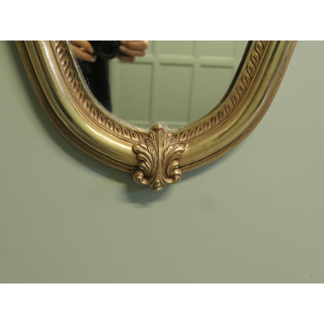 Long Shaped Oval Brass Wall Mirror with Acanthus Leaves, 1960 For Sale - Image 4 of 8