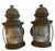 1920s Pair of Copper Lanterns With Original Verdigris Patina and Stamped Glass Jars For Sale In Los Angeles - Image 6 of 6