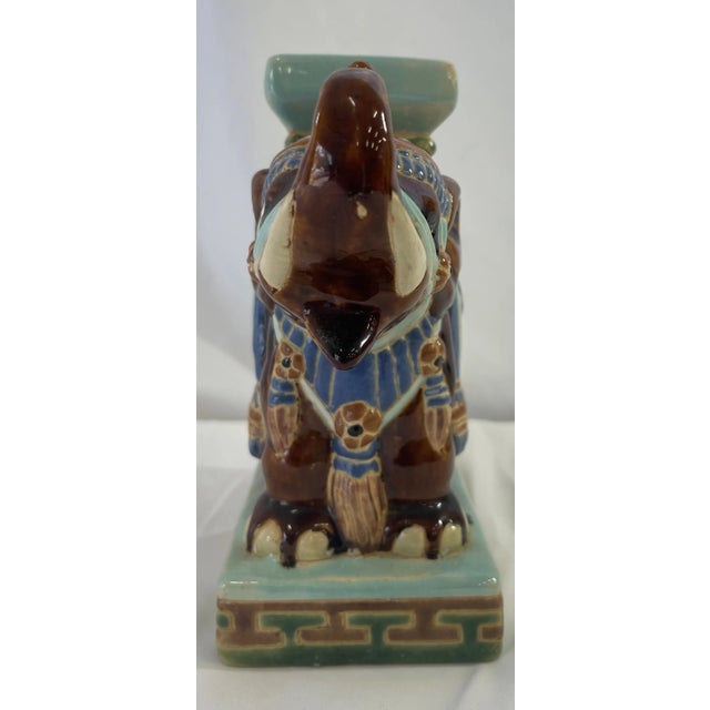 Mid-Century Modern Majolica Pottery Elephant For Sale - Image 3 of 8