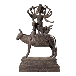 Antique Thai Tibet Gilt Bronze Statue Hindu God Lord Shiva on Nandi Bull Sculpture