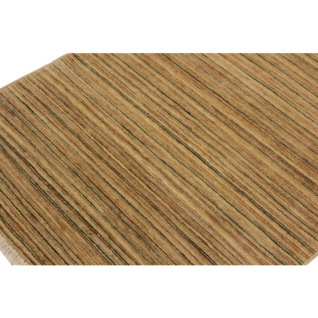 Boho Chic Gabbeh Beige/Green Wool Rug - 3'1'' X 4'11'' For Sale - Image 4 of 10
